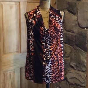 Dana Buckman animal loose neck sleeveless top XL